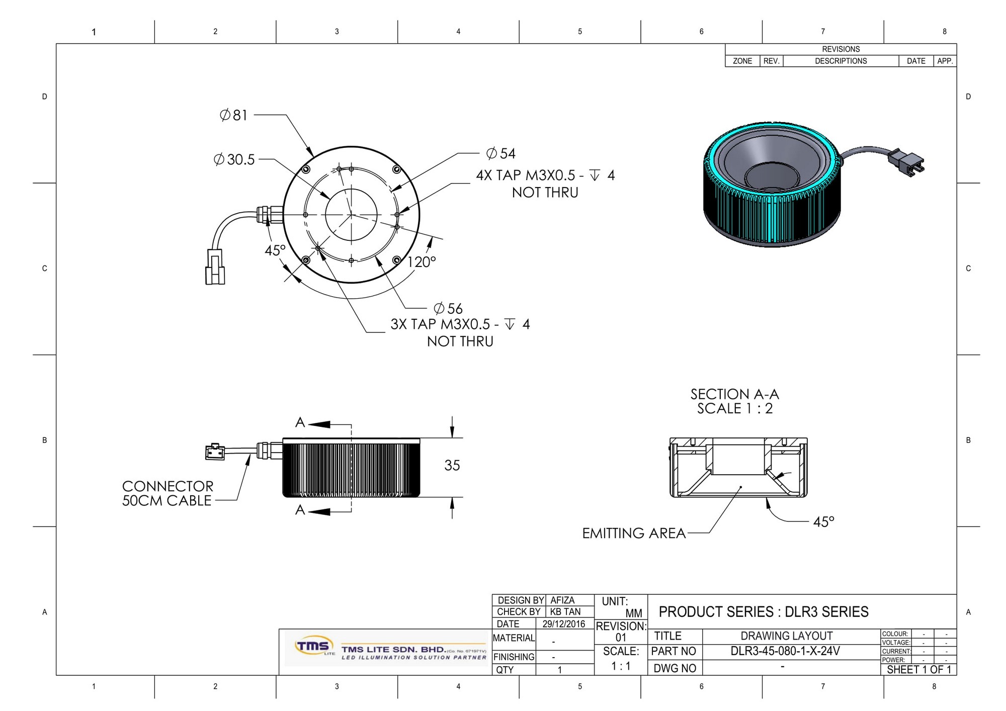 DLR3-45-080-1-B-24V Drawing