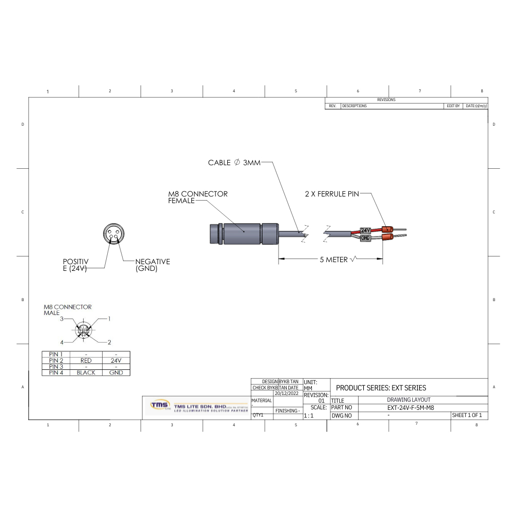 EXT-24V-F-5M-M8