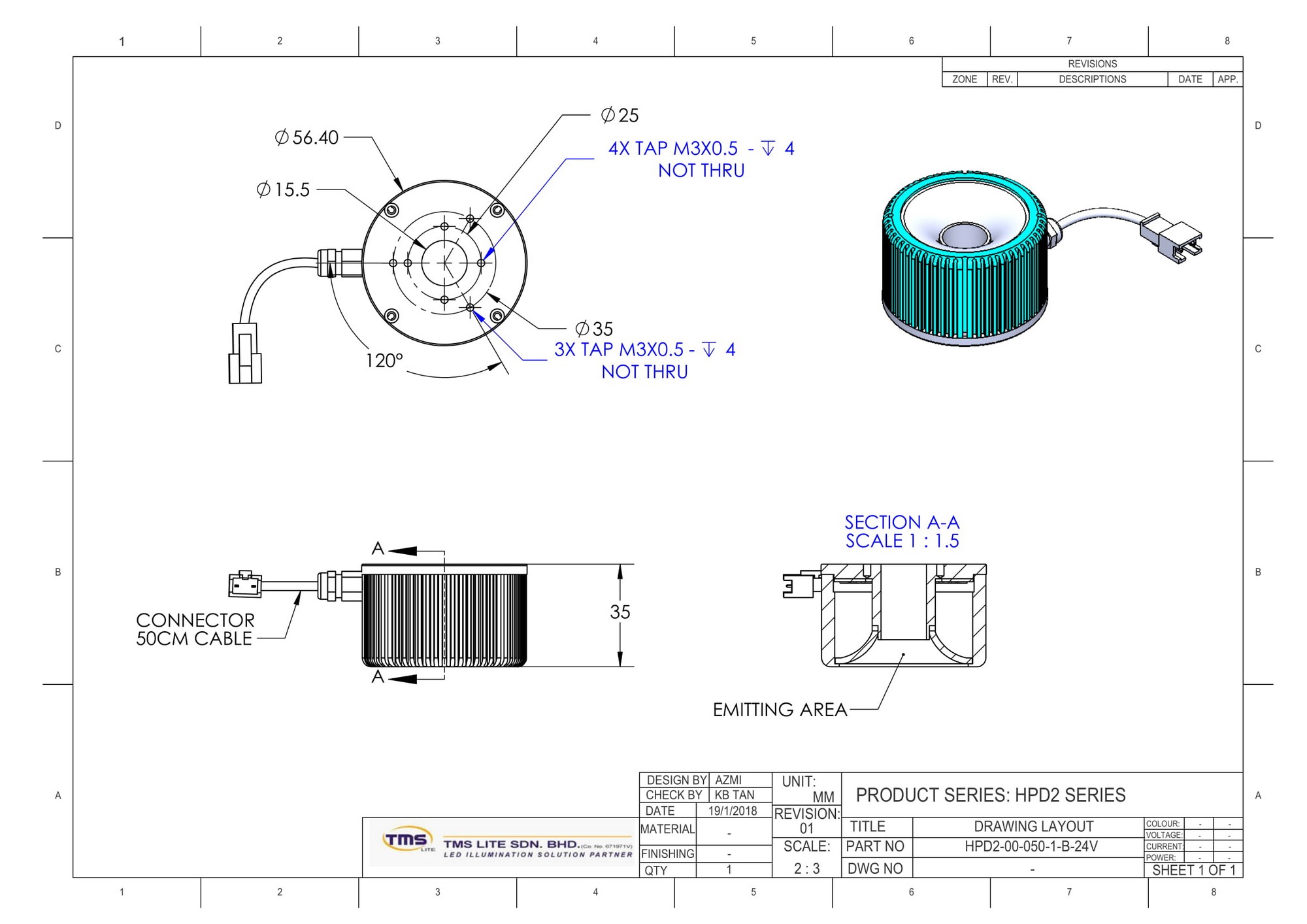 HPD2-00-050-1-W-24V drawing