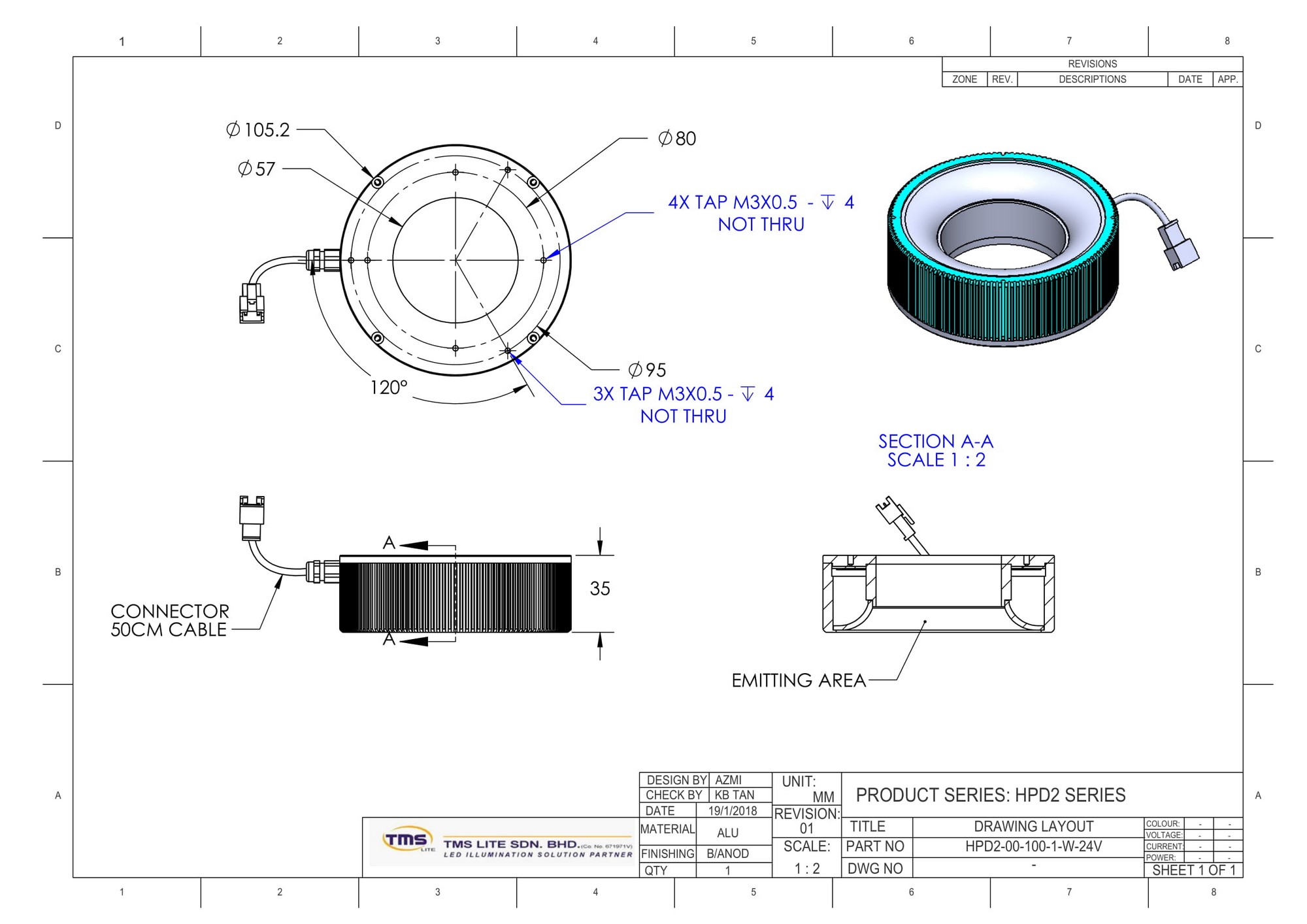 HPD2-00-100-1-R-24V Drawing