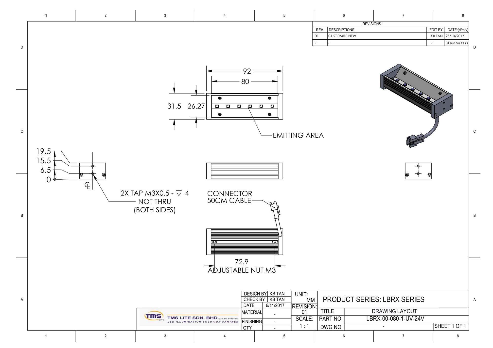 LBRX-00-080-1-UV365-24V