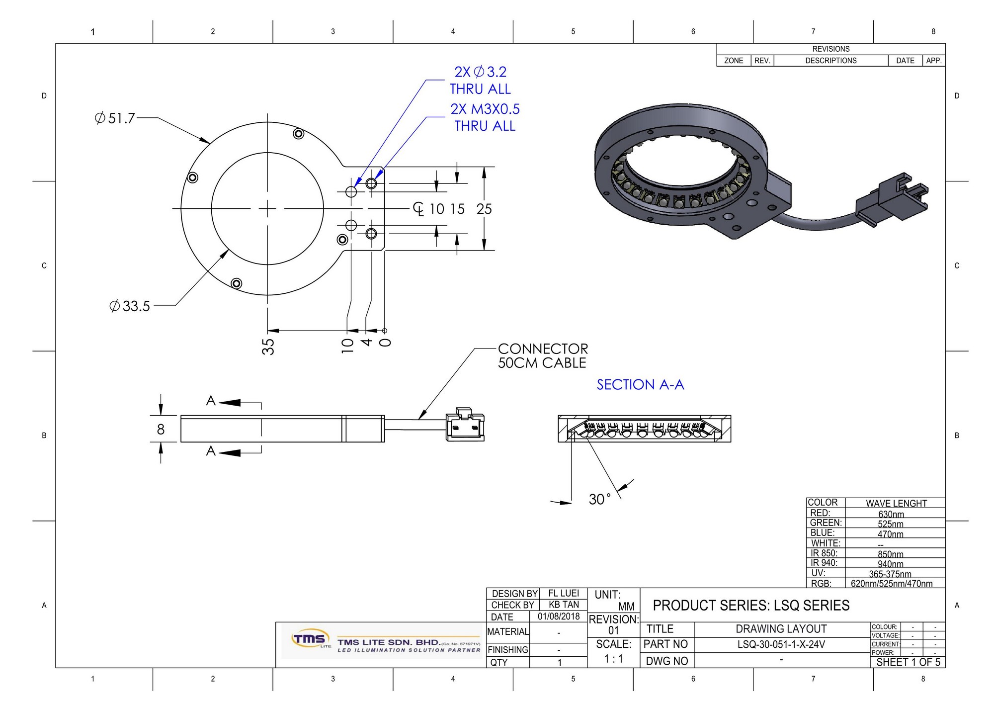 tekenig va schematische opbouw LSQ-30-051-1-R