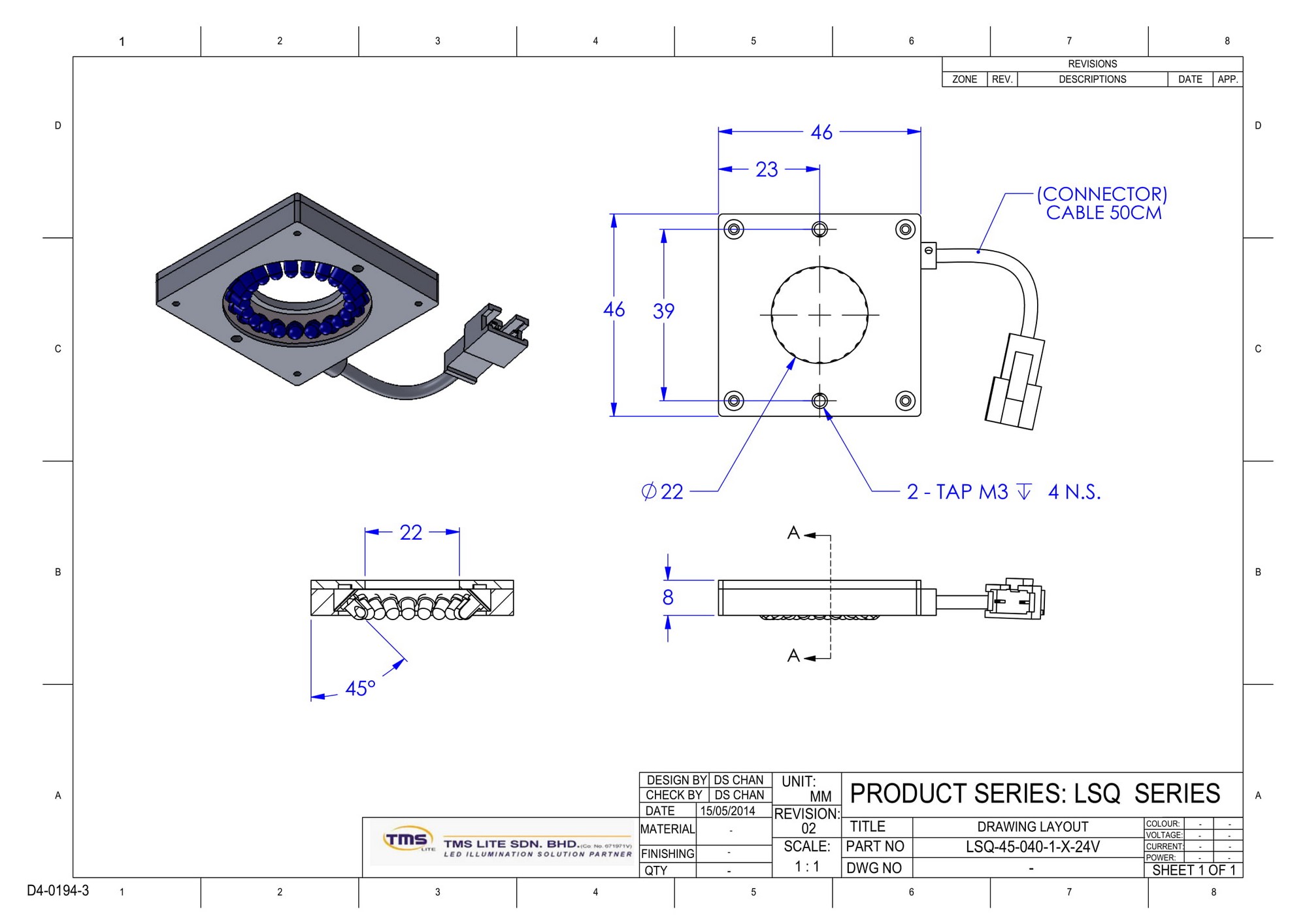 schema tekening LSQ-45-040-1-B