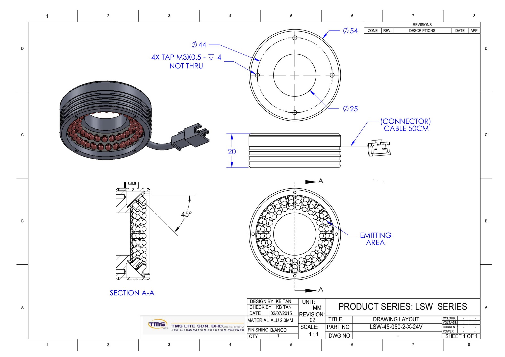 tekening opbouw LSW-45-050-2-W